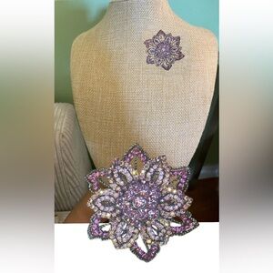 Elegant Pink and Purple Floral Brooch